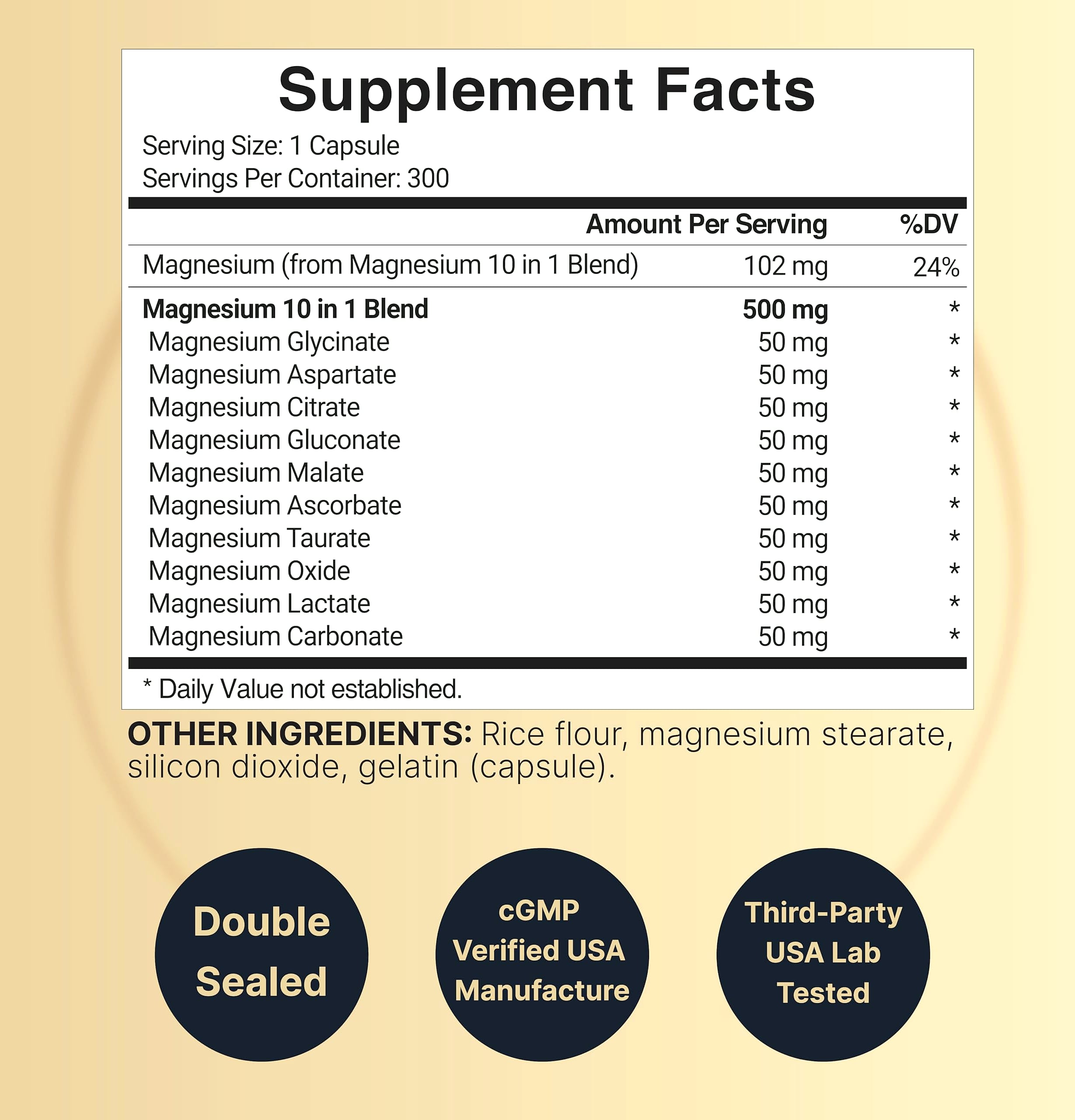 NatureBell Magnesium Complex 500mg, 300 Capsules Supplement