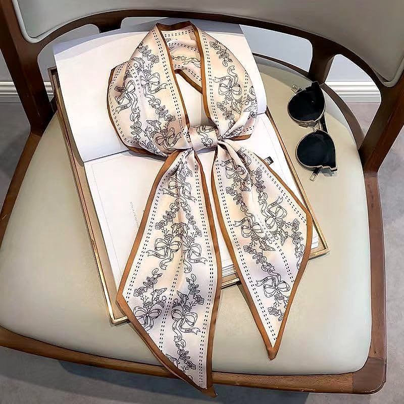 Iswee Leather Crossbody Purse with Silk Scarf Neck Strap
