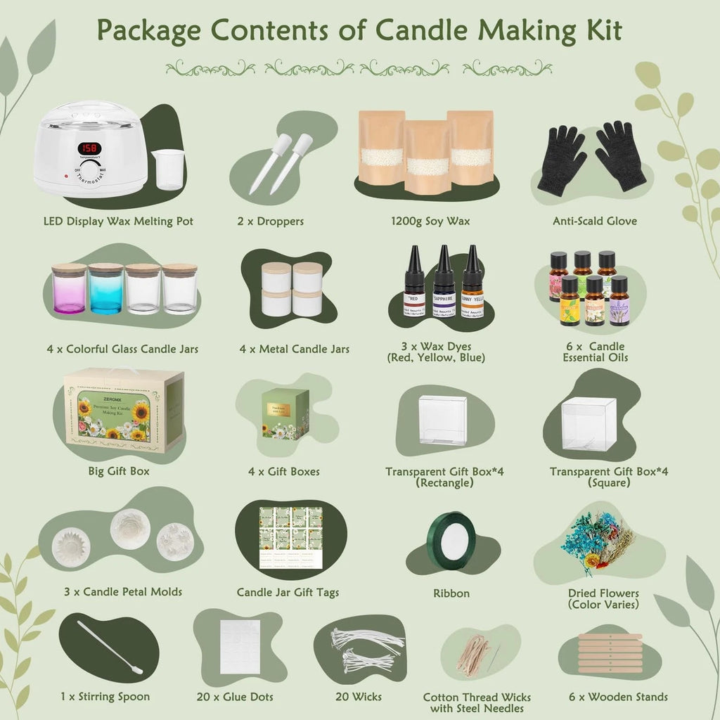 Candle Making Kit for Adults Beginners – 1200g Soy Wax, Digital Wax Melting Pot...
