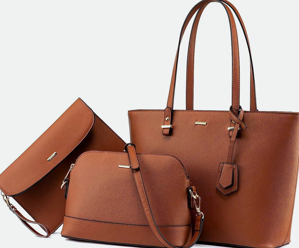 LOVEVOOK 3-Piece Handbag Set with Shoulder Bag, Satchel, and Hobo Purse