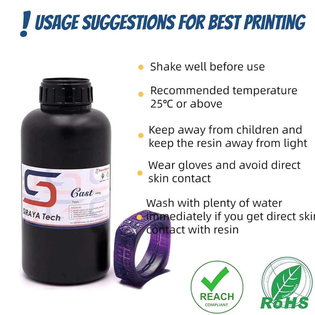 Cast 3D Printer Resin Easy to Print Use and Burn High Resolution Castable 405nm