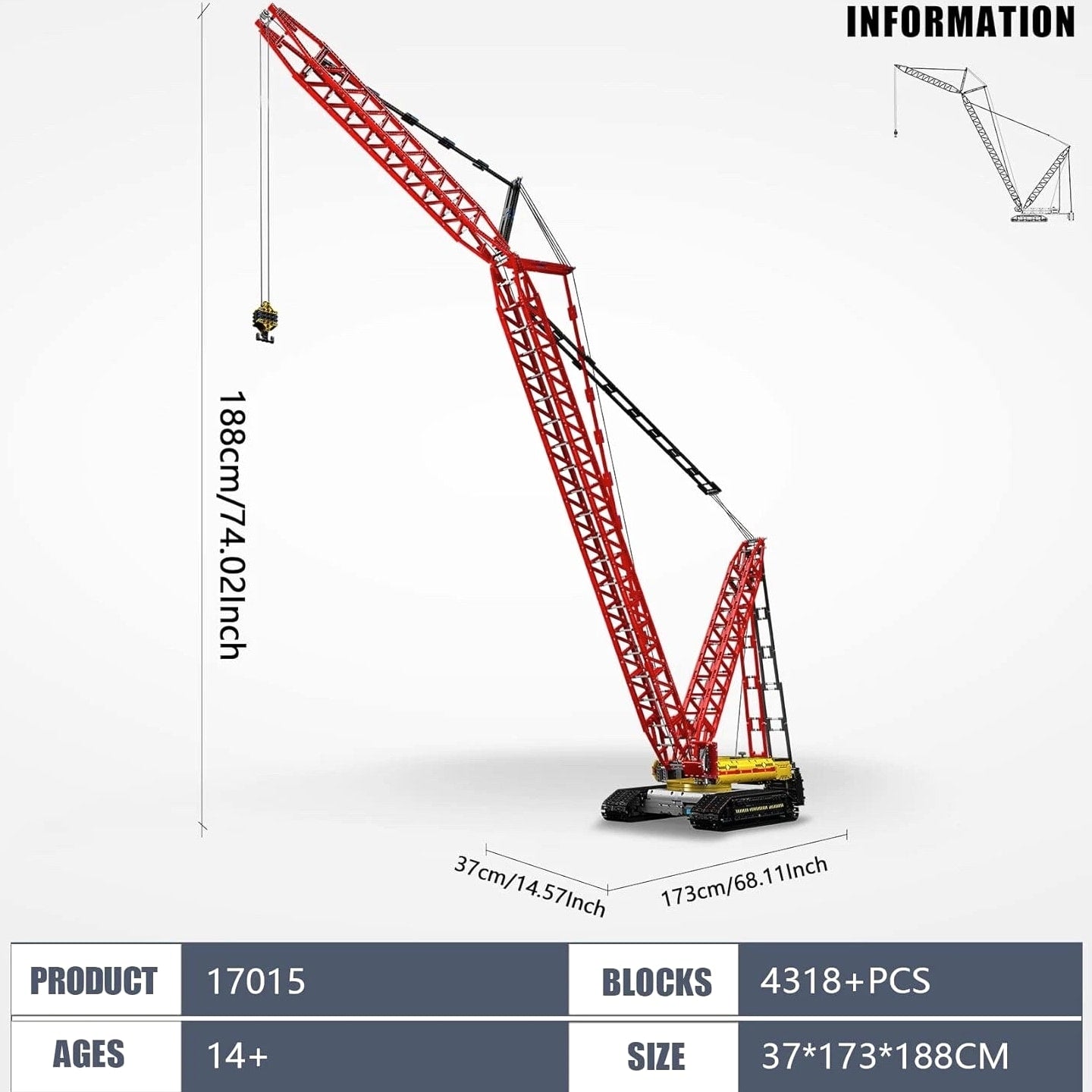 Mould King 17015 Crawler Crane Building Block Remote Control Construction Set