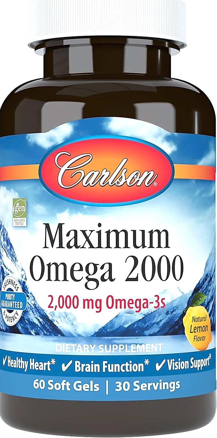 Carlson Maximum Omega 2000 mg Fish Oil Supplement, 60 Softgels