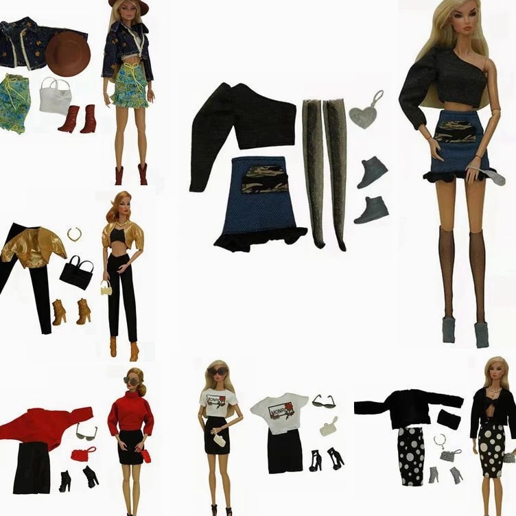 1/6 Doll Clothes Outfits Set Shirt Coat Jacket Skirt Dress Pants Accessory 11.5"