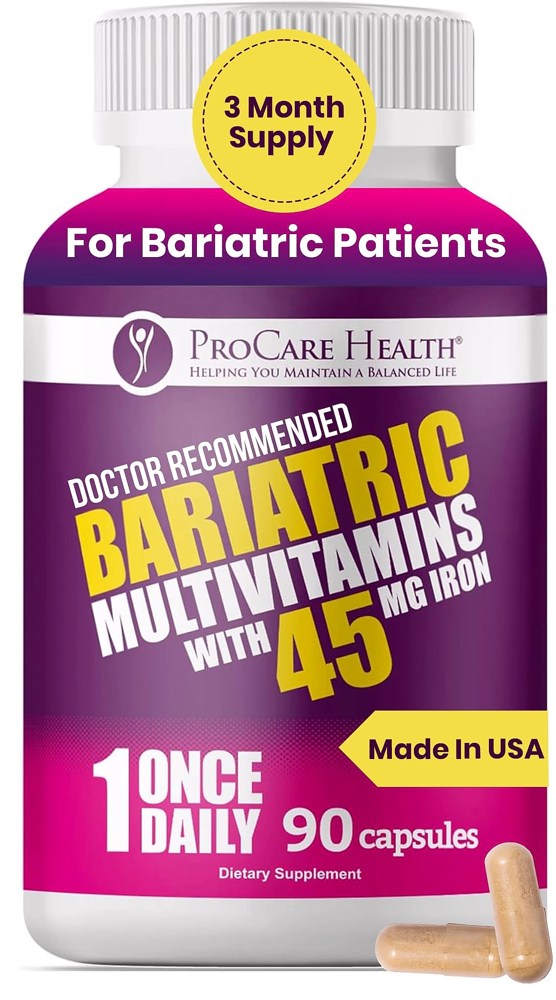 ProCare Health Bariatric Multivitamin 45mg Iron Once Daily