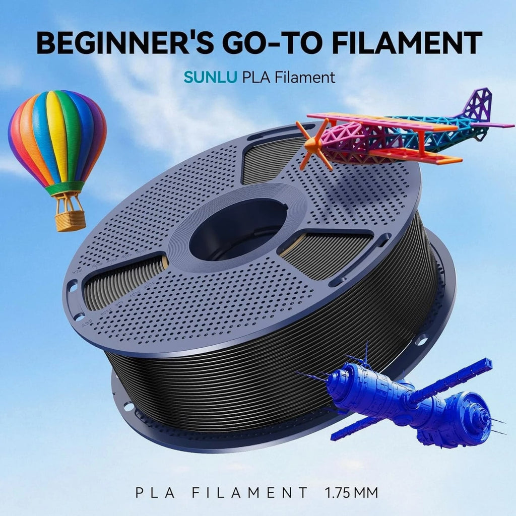 4 Black PLA Filament Spools - 1.75mm, 4kg, Smooth Quality Prints