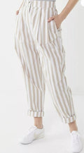 Urban Outfitters UO Percy Pleated High Rise Tapered Pants Size 2 Striped Leg N62