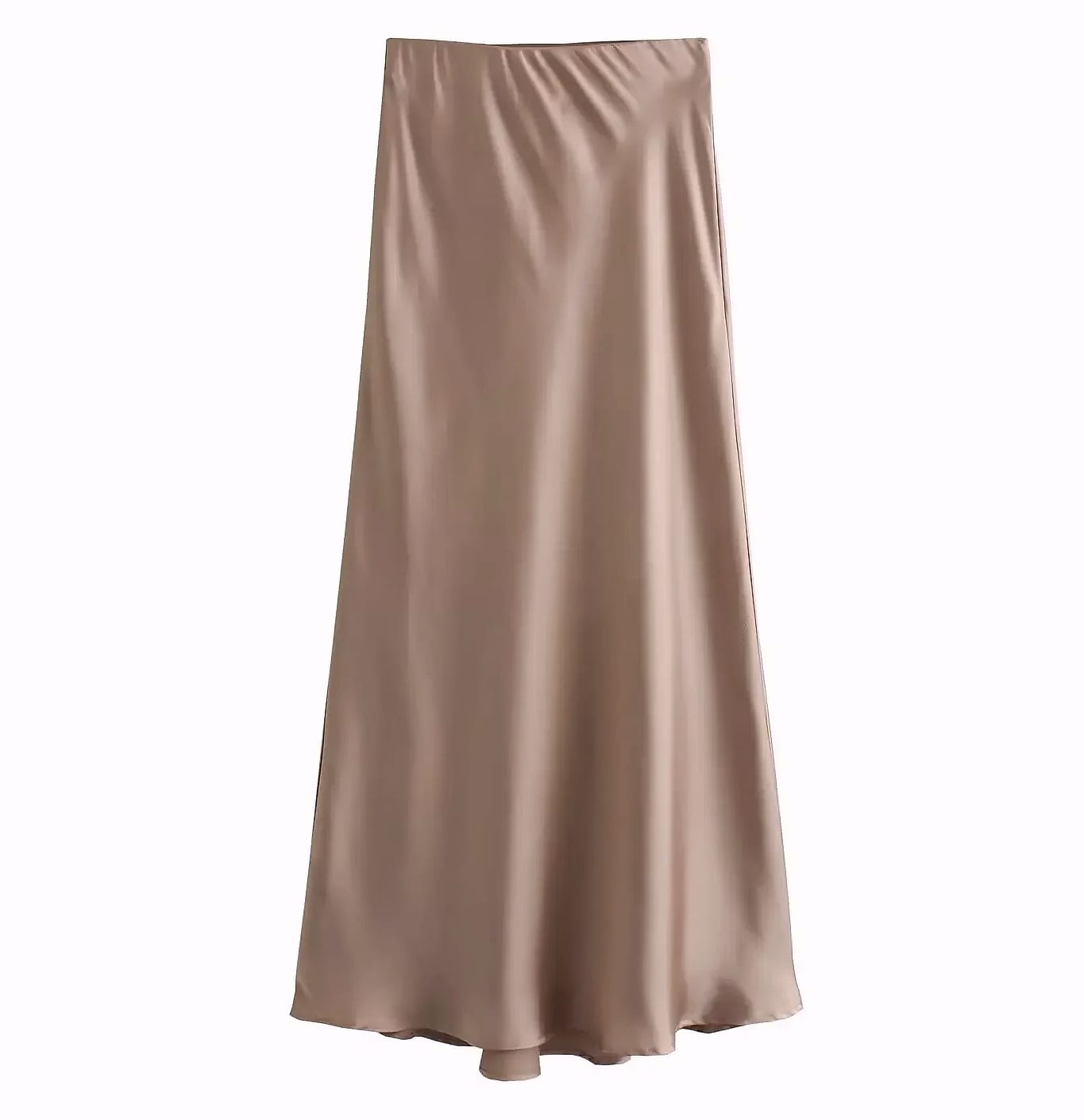 Willshela Women's Satin Pleated Midi Skirt Elastic Waist