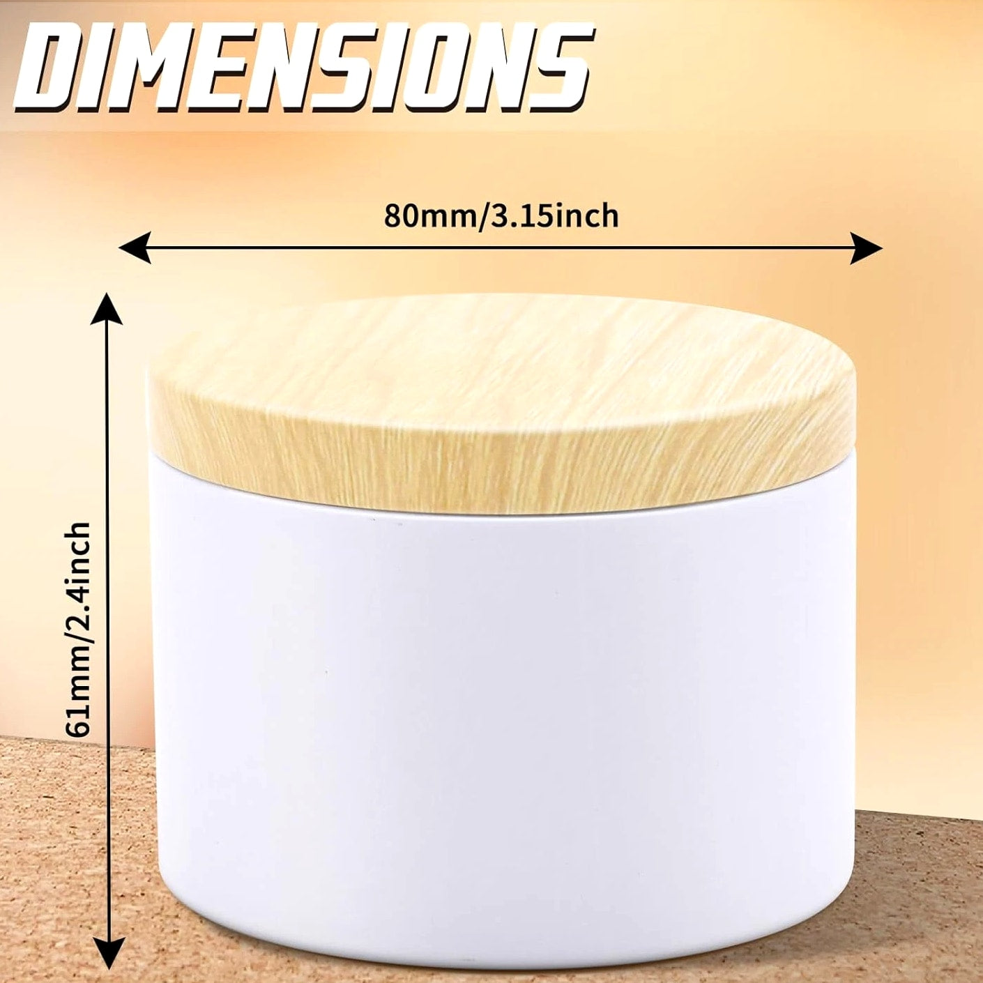 12 Pack 8 Oz Candle Jars with Metal Wood Grain Lids Empty Candle Making Container
