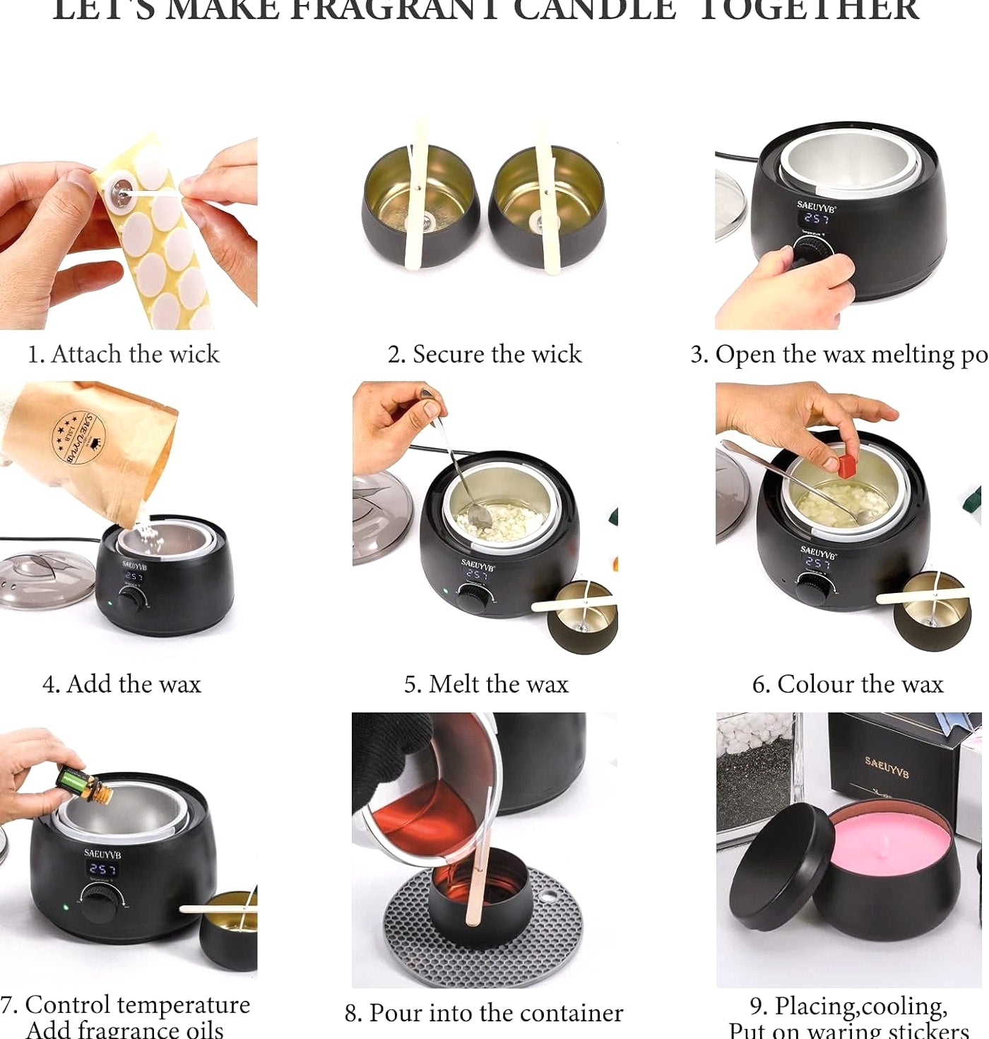 Candle Making Kit for Adults with Hot Plate, DIY Starter Soy Candle Making Su...