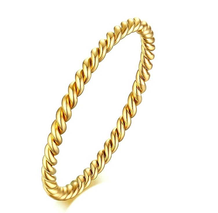 Myfresty Twisted Rope Slim Ring for Women, Stainless Steel