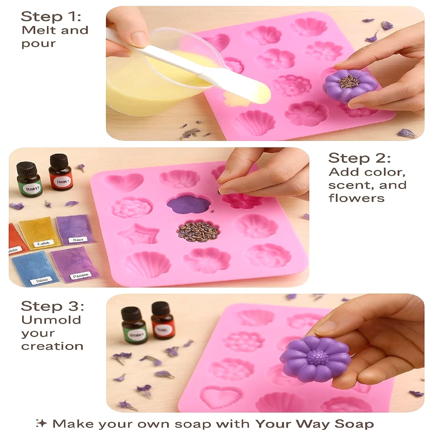 Soap Making Kit – 53 Pieces DIY Melt & Pour Supplies with 2 Lbs Soap Bases (1 Lb Go