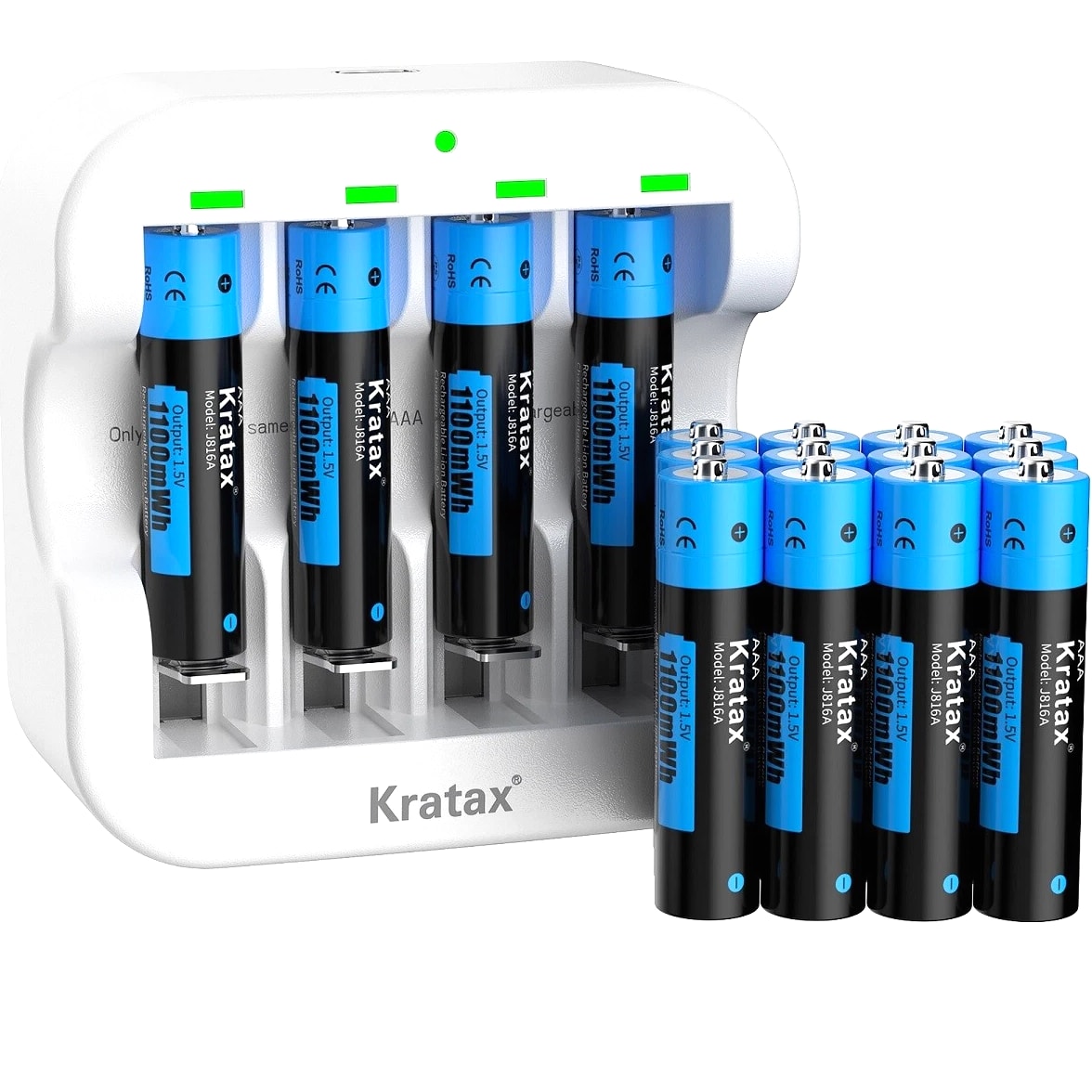 Kratax 1.5V 1100mWh Lithium AAA Batteries Rechargeable AAA Li-ion Batteries Lot