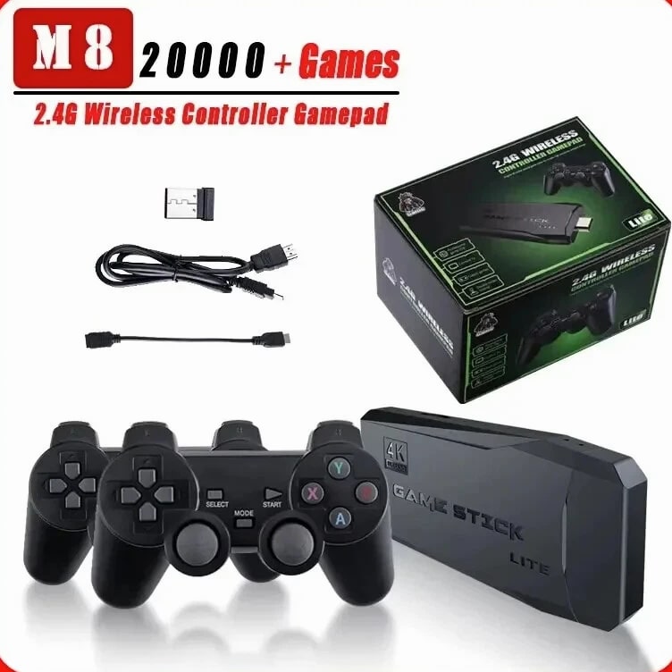 M8 Game Console Built-In 20000 + 64GB Two-Person Wireless Controller 2.4G Stick