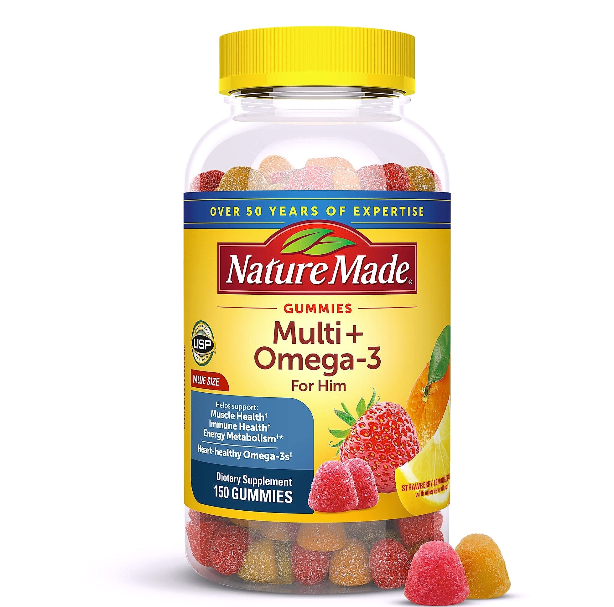 Nature Made Men's Multivitamin Gummies with Omega-3, 150 Count