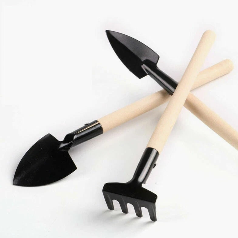 3pcs Wood Handle Garden Tool Set Planting Gardening Mini Tool Set Home Gardening