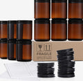 12 Pack 8 OZ Thick Glass Jars with Lids - Dark Amber Candle Jars with Metal & Plastic Lids