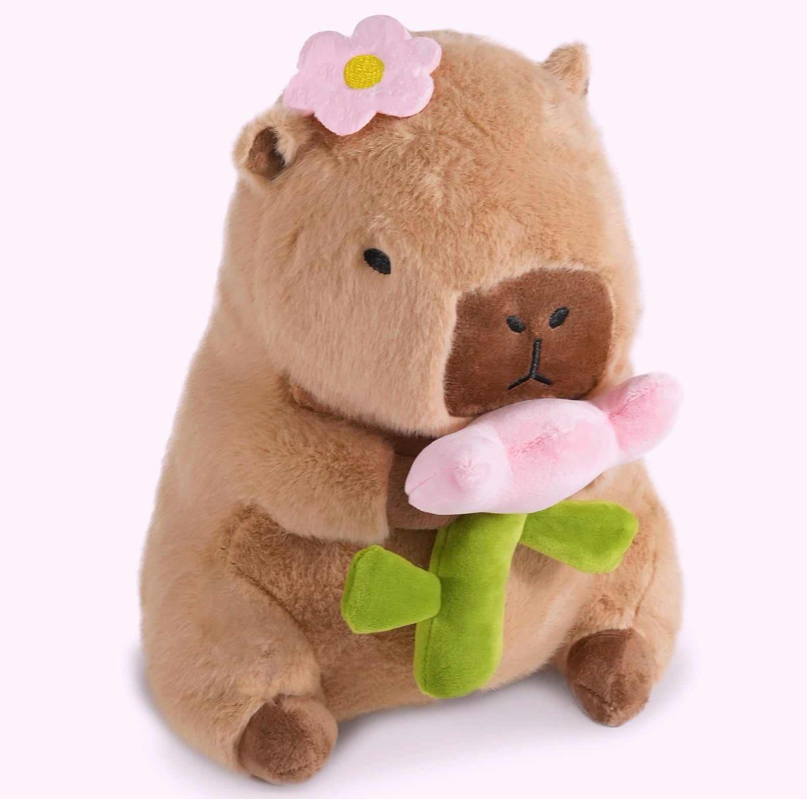 CHDBLOCK Flower Capybara Plush Toy, 11 Inch Soft Stuffed Animal