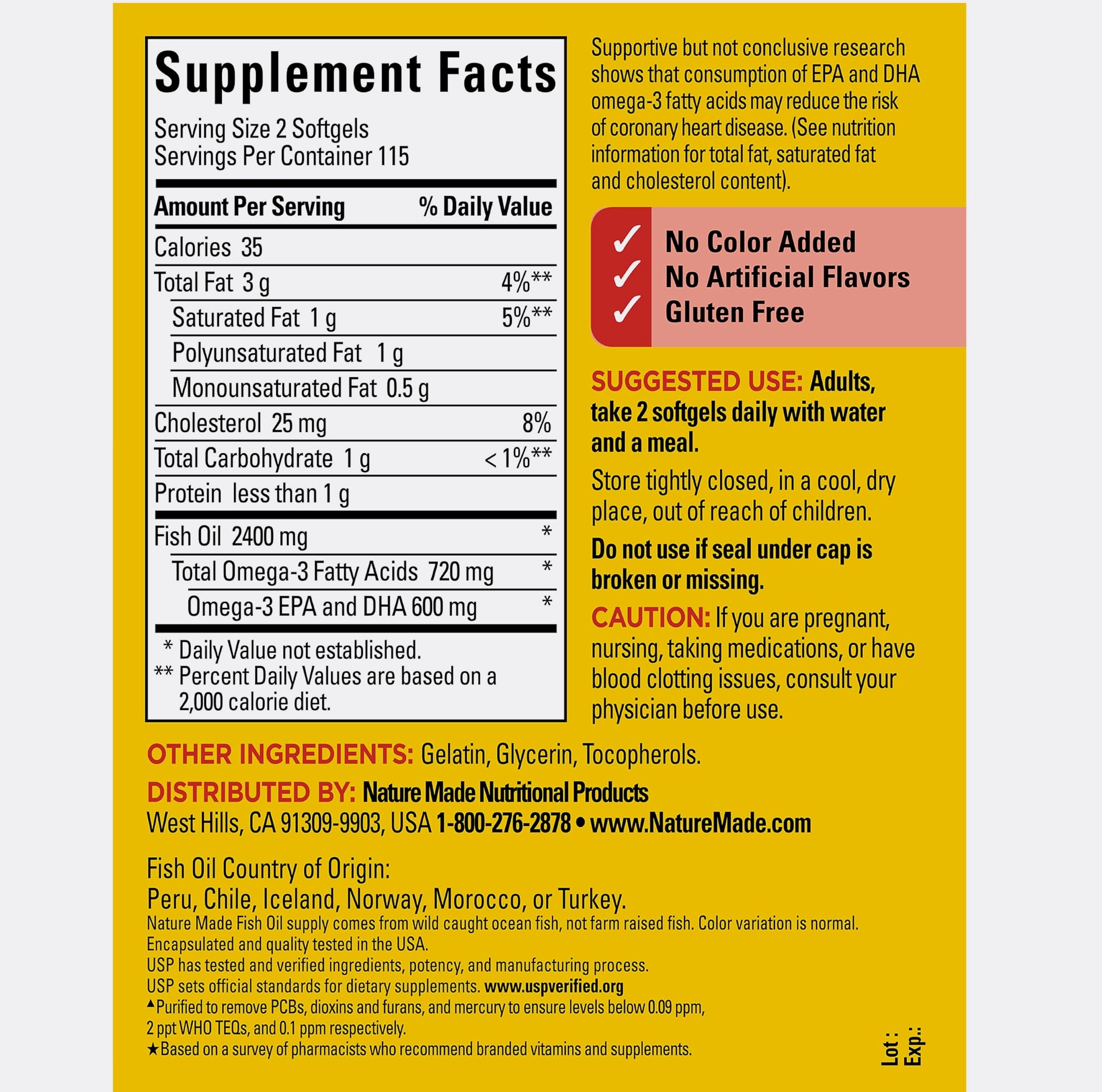 Nature Made Fish Oil 1200 mg Omega 3 Softgels, 230 Count