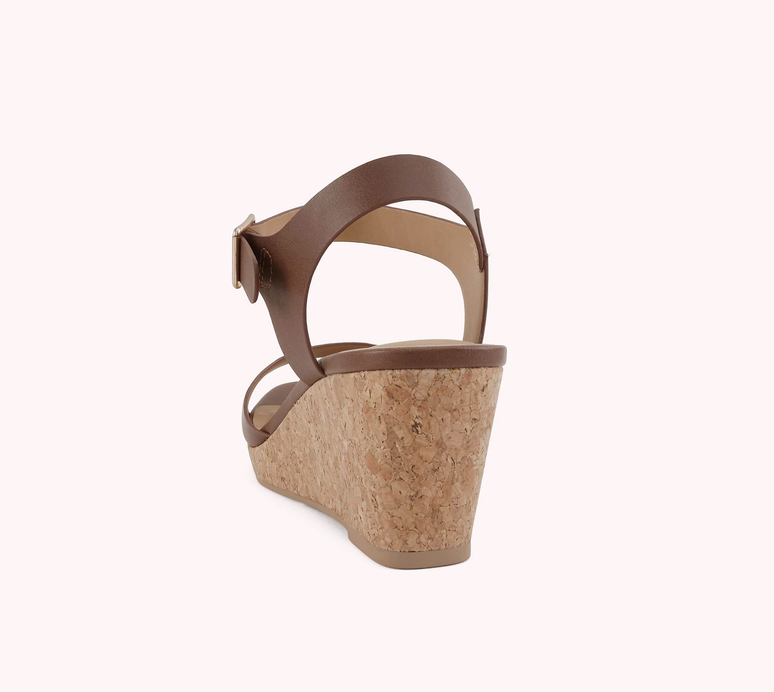Soda Maple Women's Square Toe Wedge Sandal with Ankle Strap