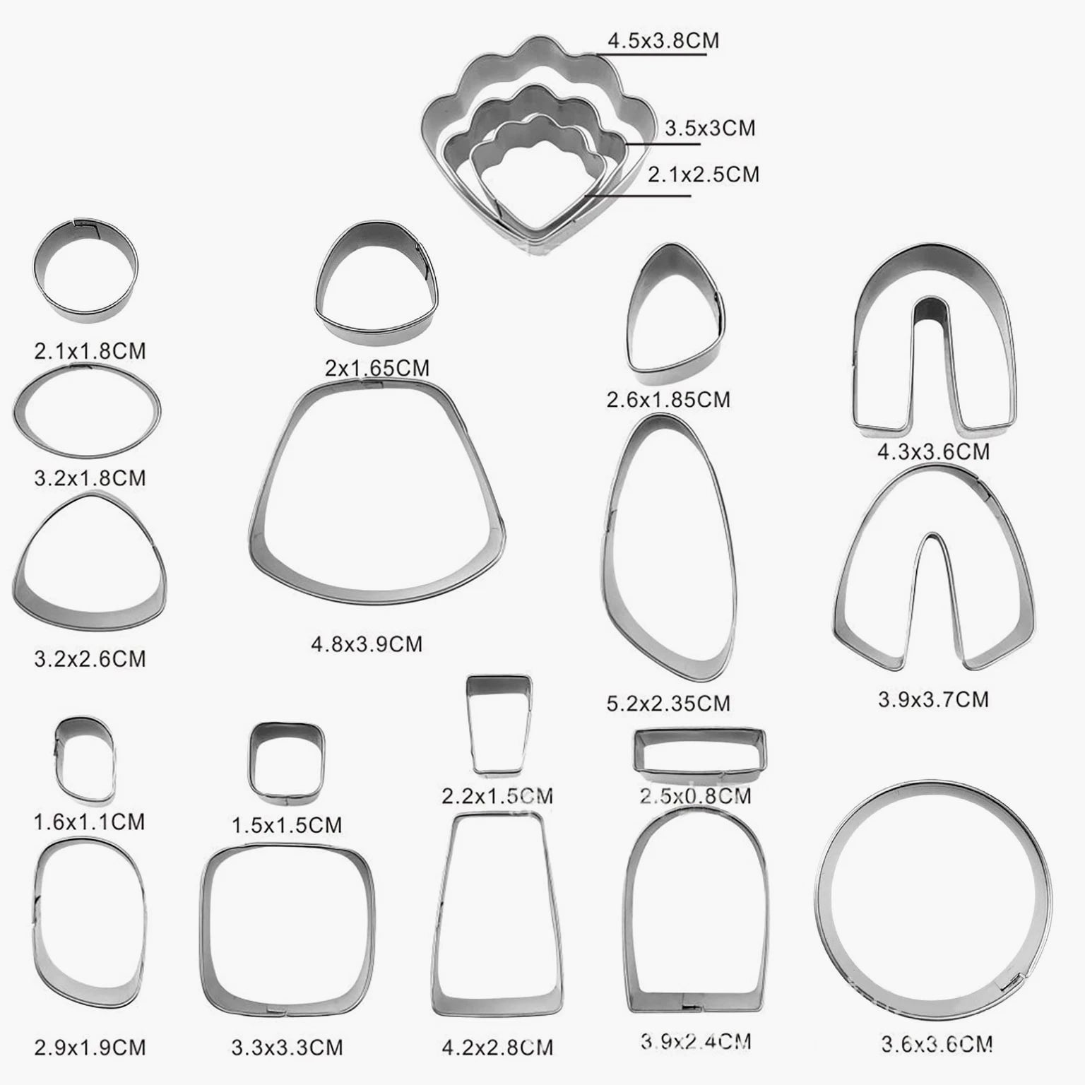 21PCS Polymer Clay Cutters Set Earring Jewelry Cutting Mold Tool Findings DIY