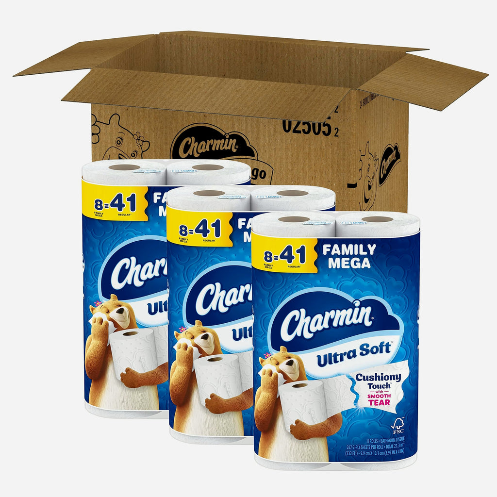 Charmin Ultra Soft Toilet Paper, 24 Family Mega Rolls, 267 Sheets