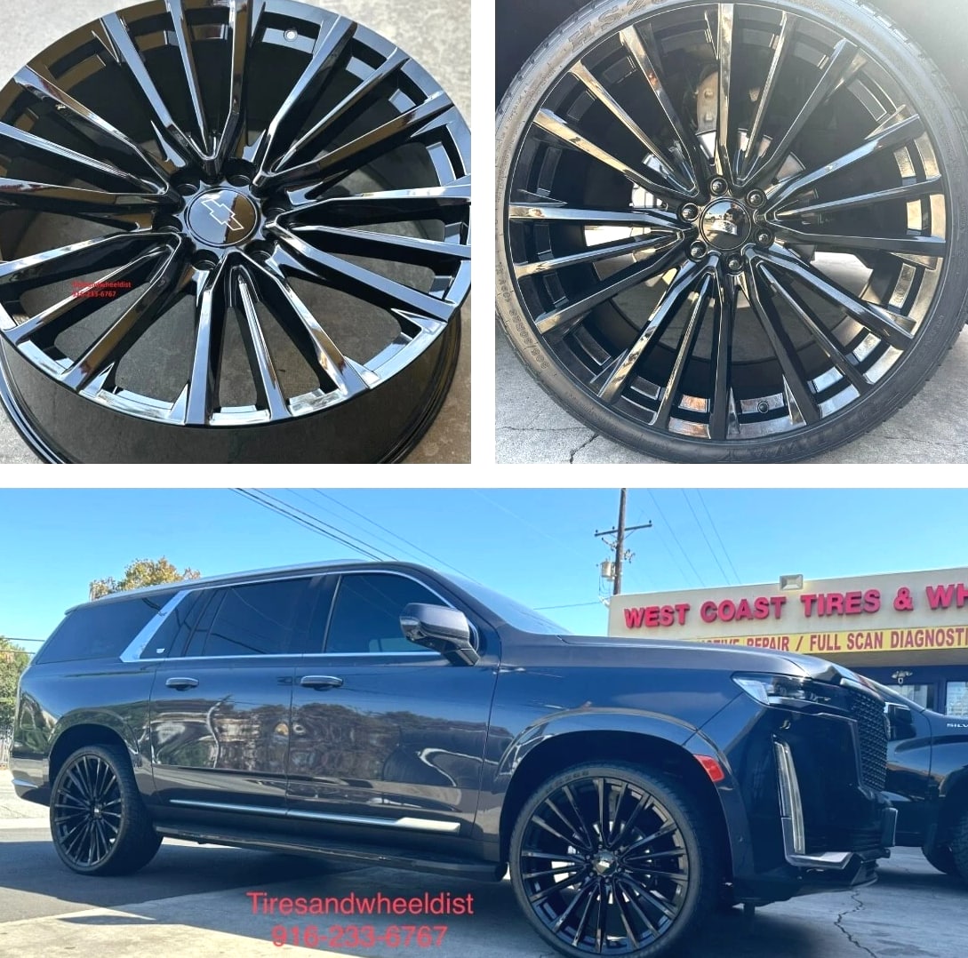 26'' inch Escalade Wheels fit Silverado Yukon Tahoe Gloss Black with Tires New