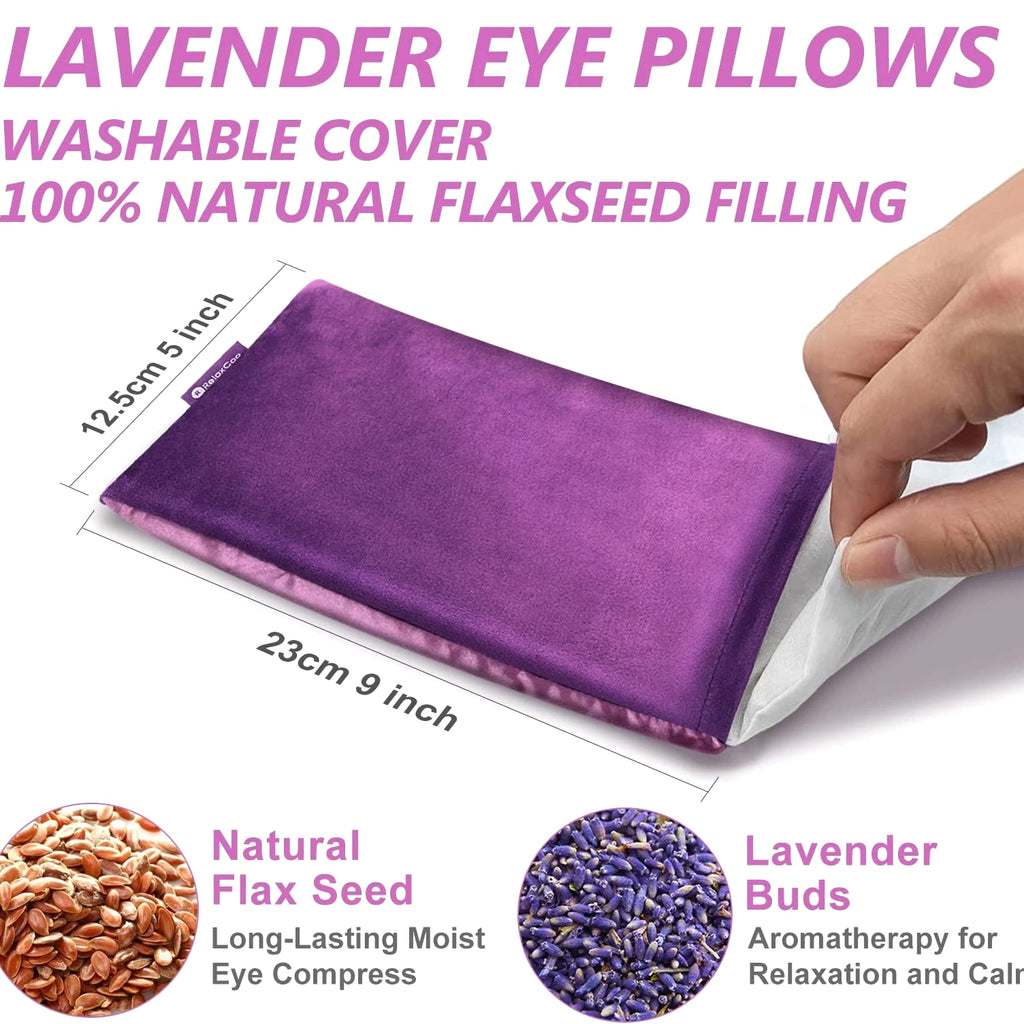 Lavender Eye Pillow for Relaxation, Yoga, Sleeping, Weighted Eye Mask Heated ...