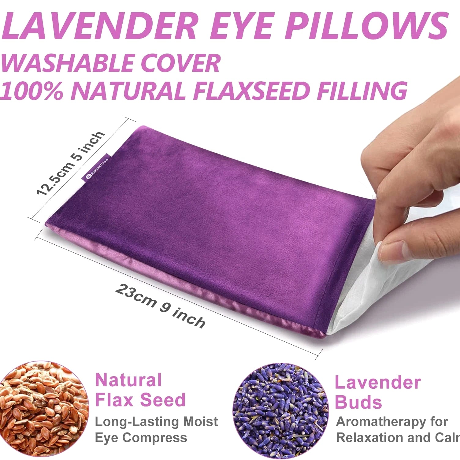 Lavender Eye Pillow for Relaxation, Yoga, Sleeping, Weighted Eye Mask Heated ...
