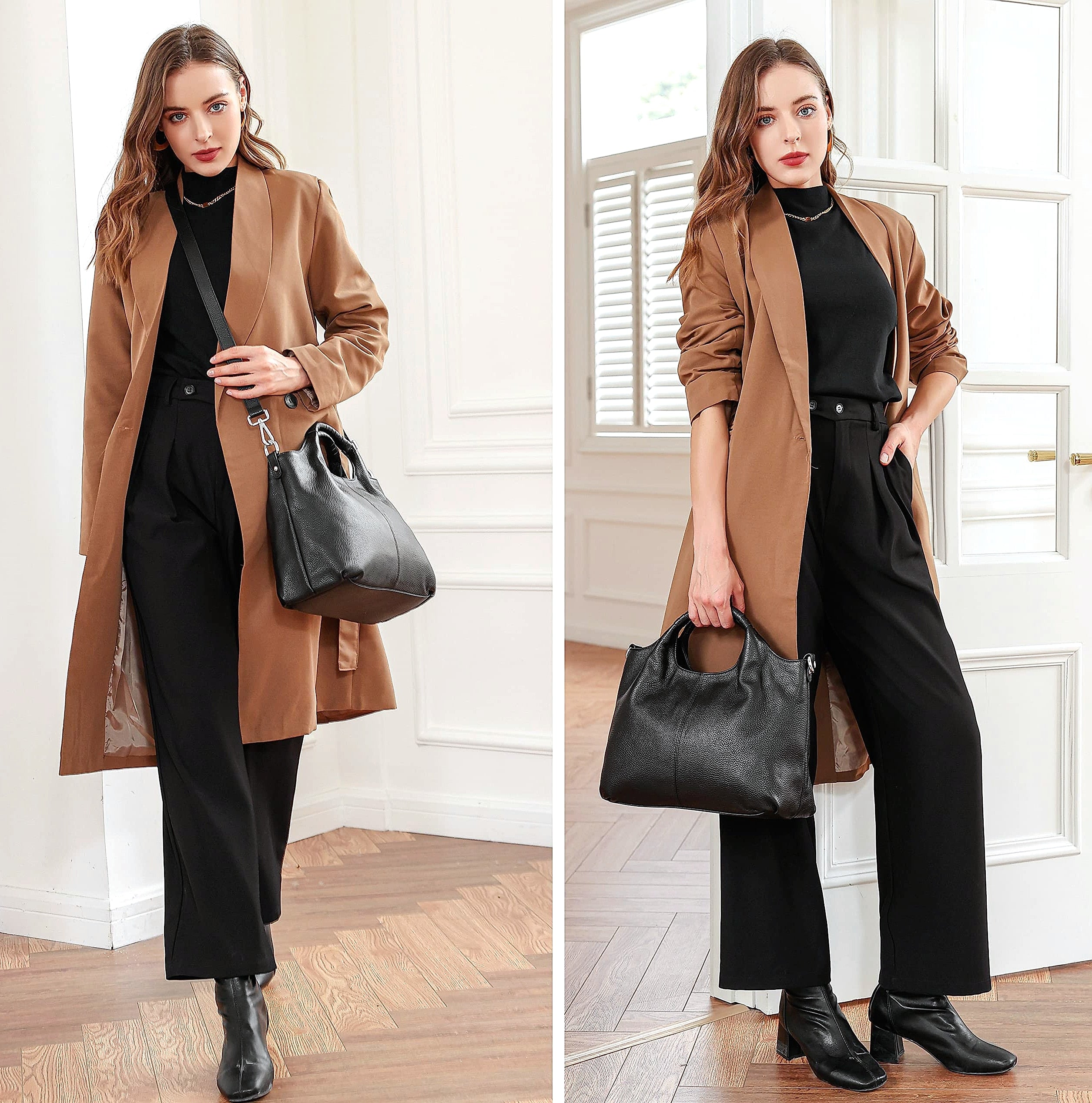 Iswee Leather Crossbody Purse with Silk Scarf Neck Strap