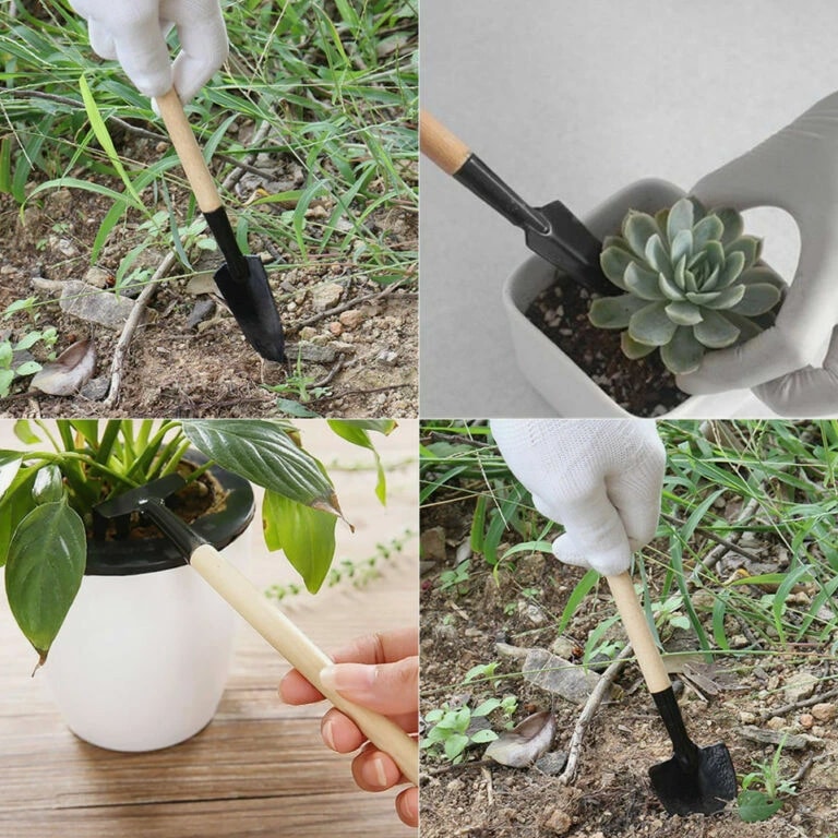 3pcs Wood Handle Garden Tool Set Planting Gardening Mini Tool Set Home Gardening