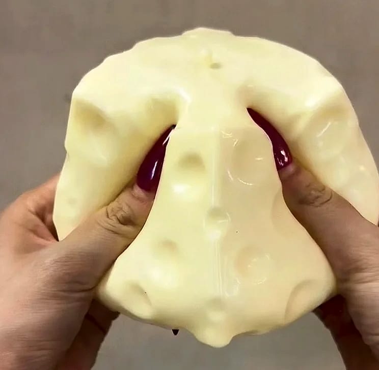 Jumbo Cheese Cube Stress Ball Shapeable Fidget Toy