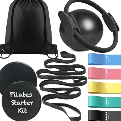 Pilates Essentials Kit for Home Workouts Women, Black Pilates Equipment Set