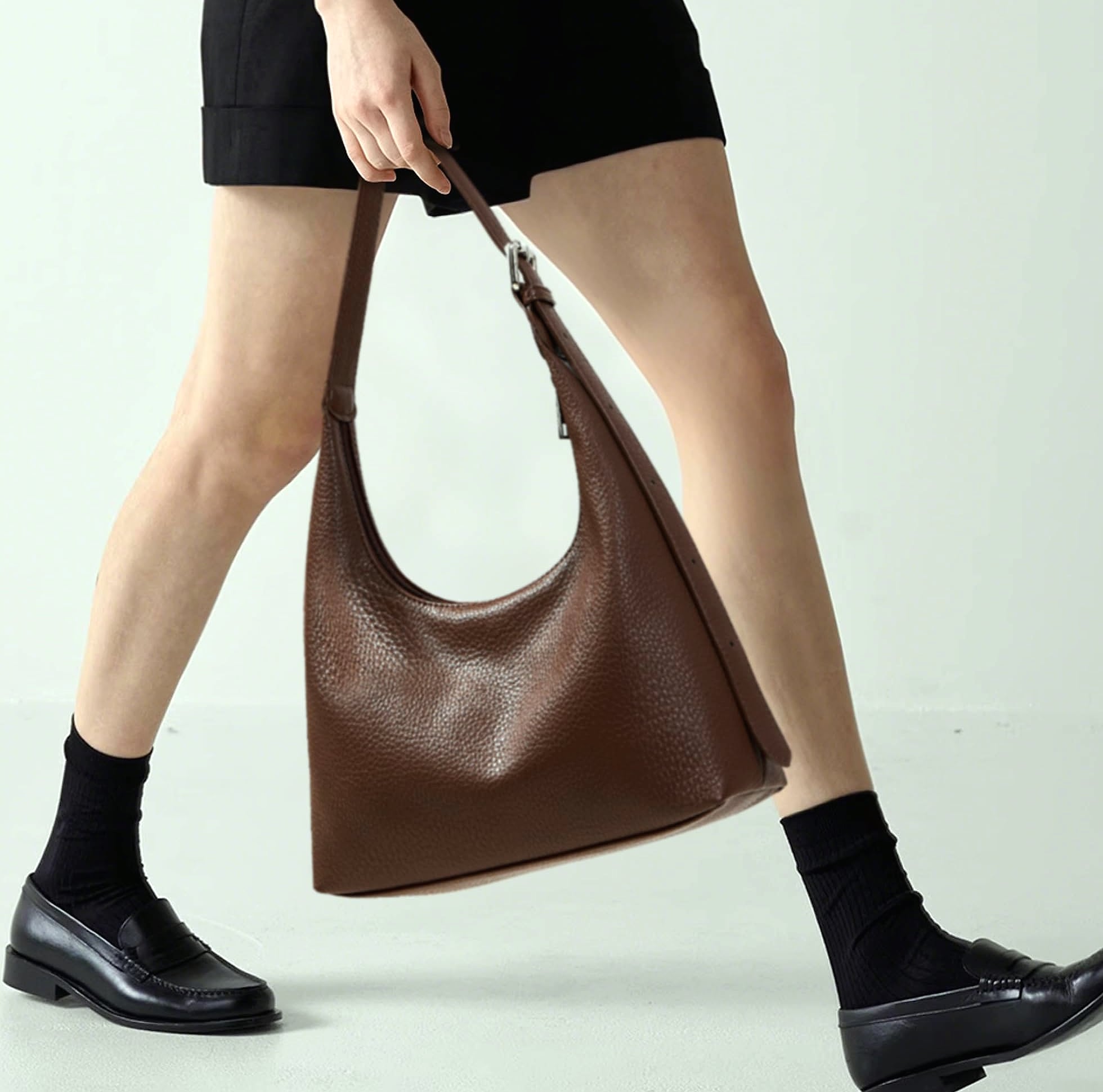 KALIDI Crescent Vegan Leather Tote Bag for Women