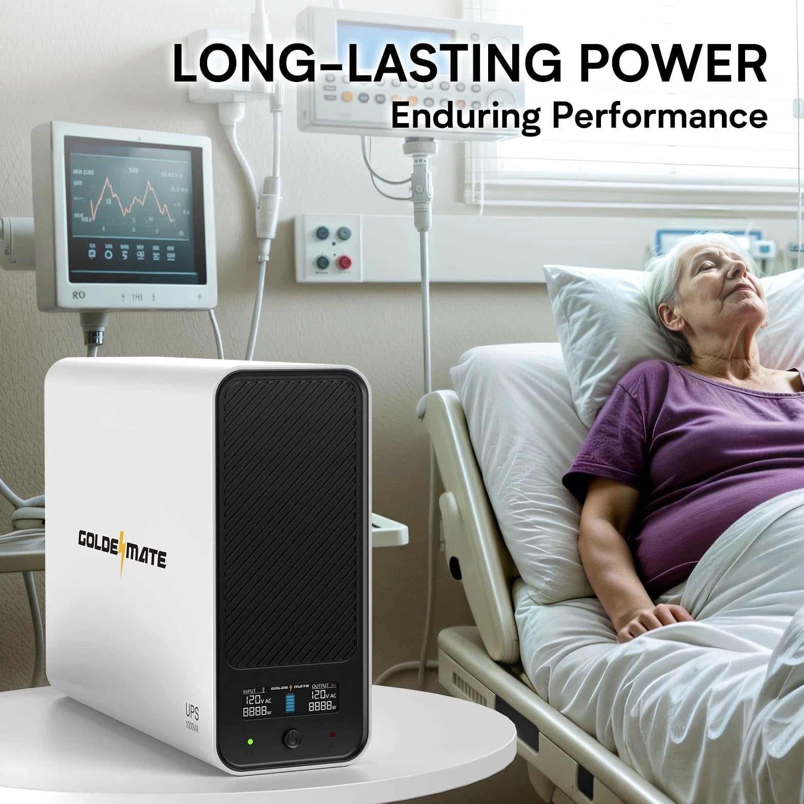 Goldenmate Back-UPS 1000VA/800W LiFePO4 Battery Backup UPS Surge Protector