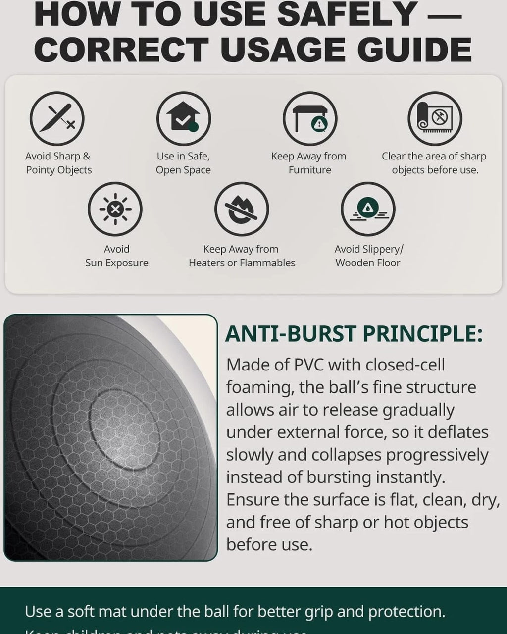 Trideer Exercise Ball for Yoga, Pilates & Fitness – Stability Ball Equipment for