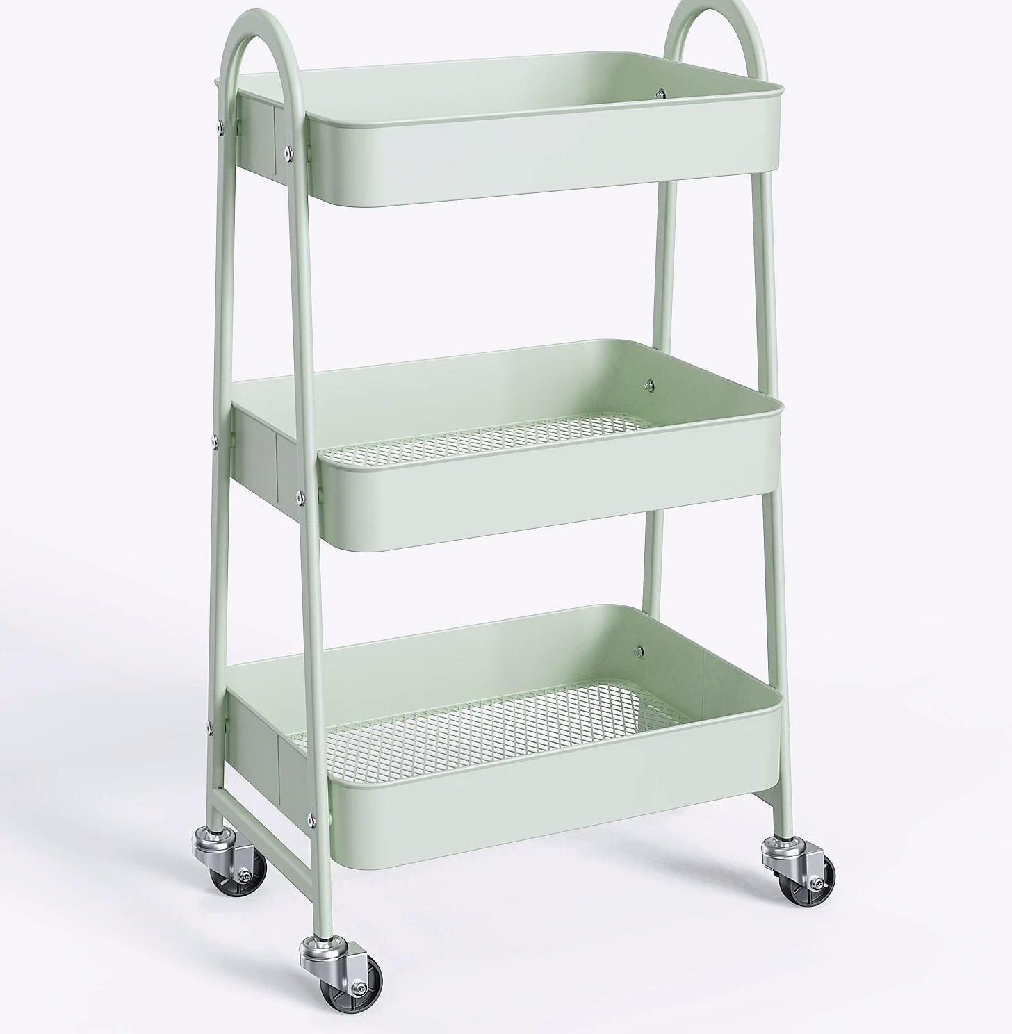 3-Tier Rolling Storage Cart Metal Kitchen Bathroom Organizer 16.9" x 12.2" x 30.9"
