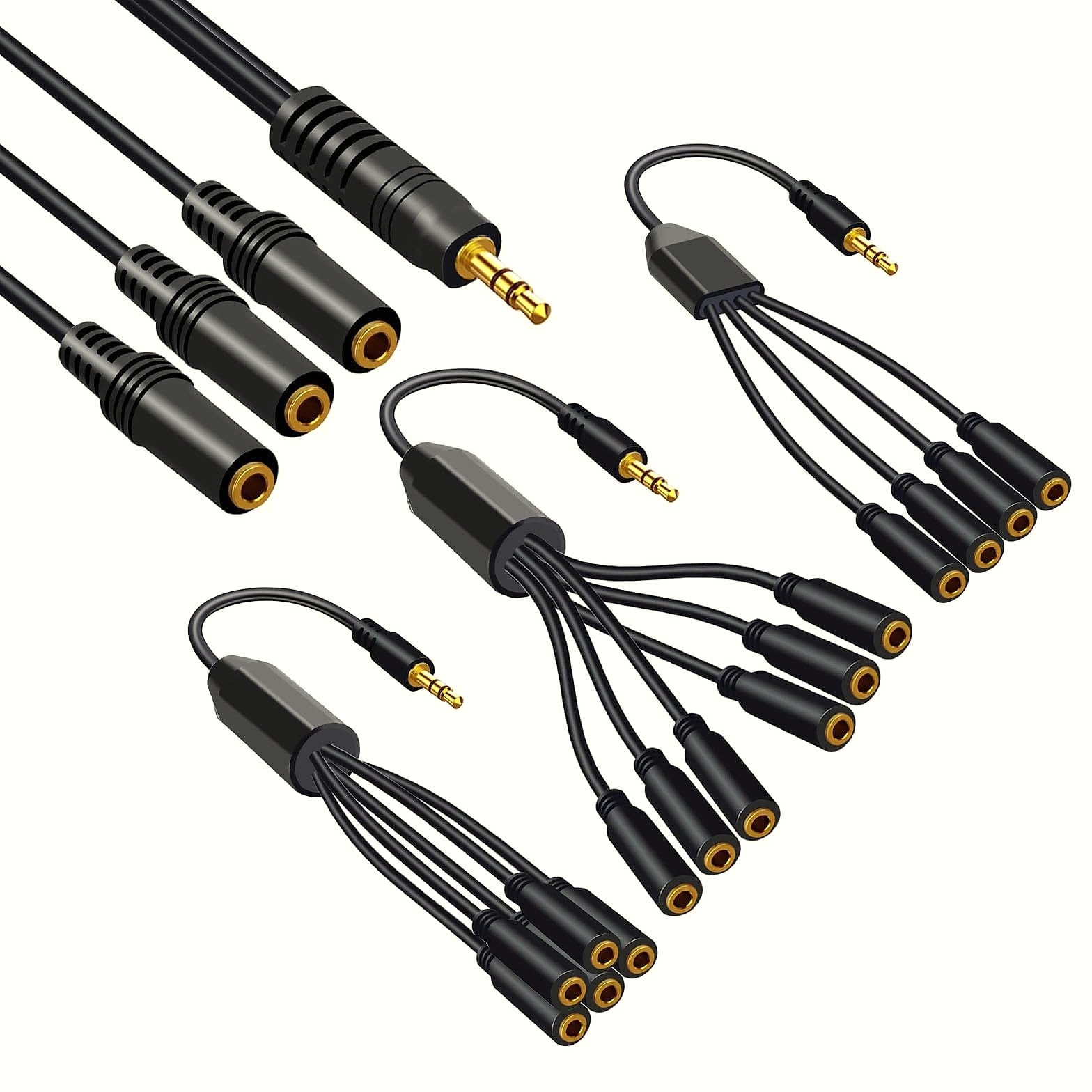 Qsvbeeqj 3.5mm AUX Splitter Cable 1 in 3/4/5/6 Out