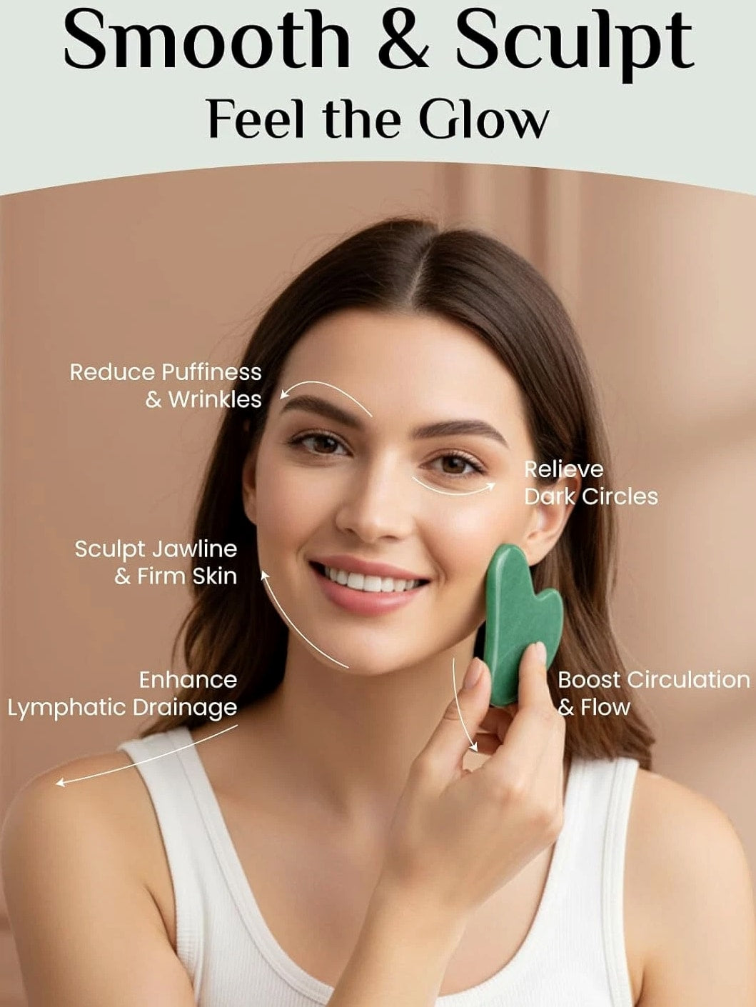 Jade Stone Gua Sha Facial Tools: Guasha Tool for Face Acupuncture Therapy, Facial