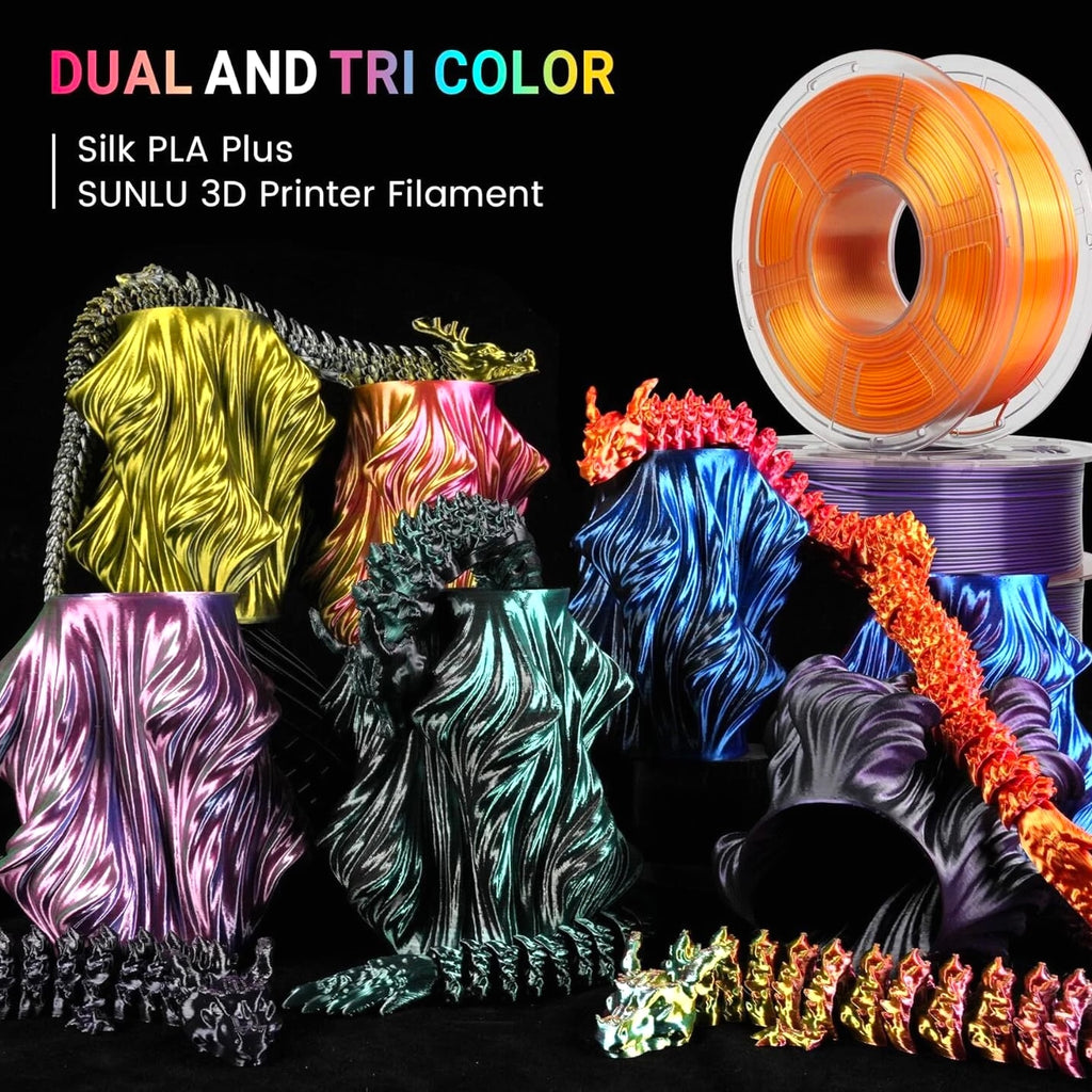 SUNLU Silk Textures PLA+ 3D Printer Filament Dual/Triple Color 1KG 1.75mm Smooth