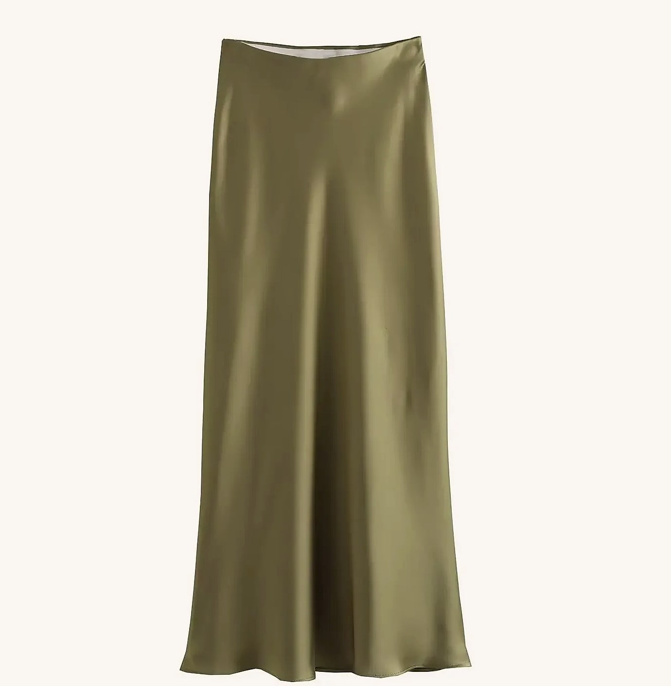 Willshela Women's Satin Pleated Midi Skirt Elastic Waist