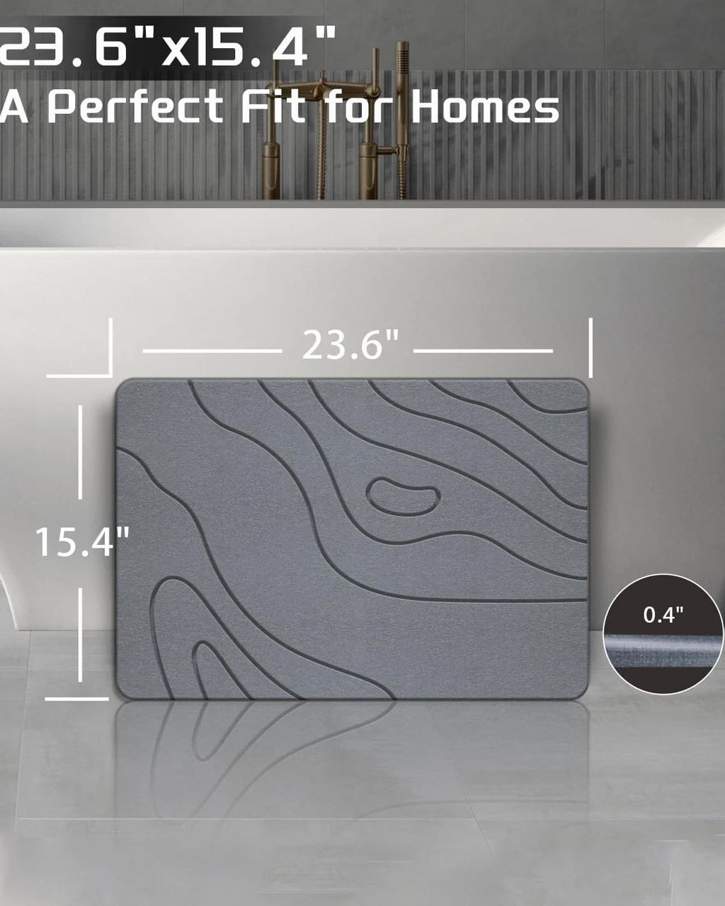 BIOIWGY Stone Bath Mat, Diatomite Fast Drying Non Slip Stone Shower Mat, Super A