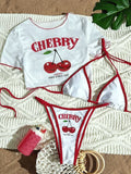 Varleinsar V6854 Cherry Print Three-Piece Bikini Set