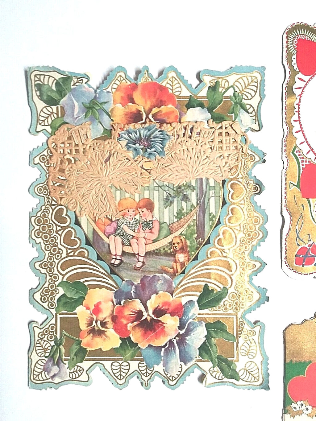 Valentine's Day Die Cut Handmade Vintage Love Hearts Card Lot - 14 Pieces, 3"-8" each