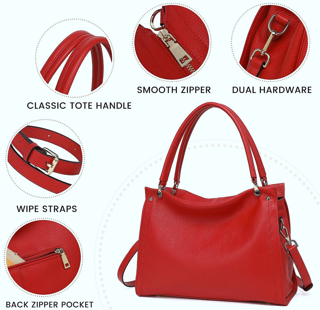 KOGTLA Medium Genuine Leather Tote Handbag for Women