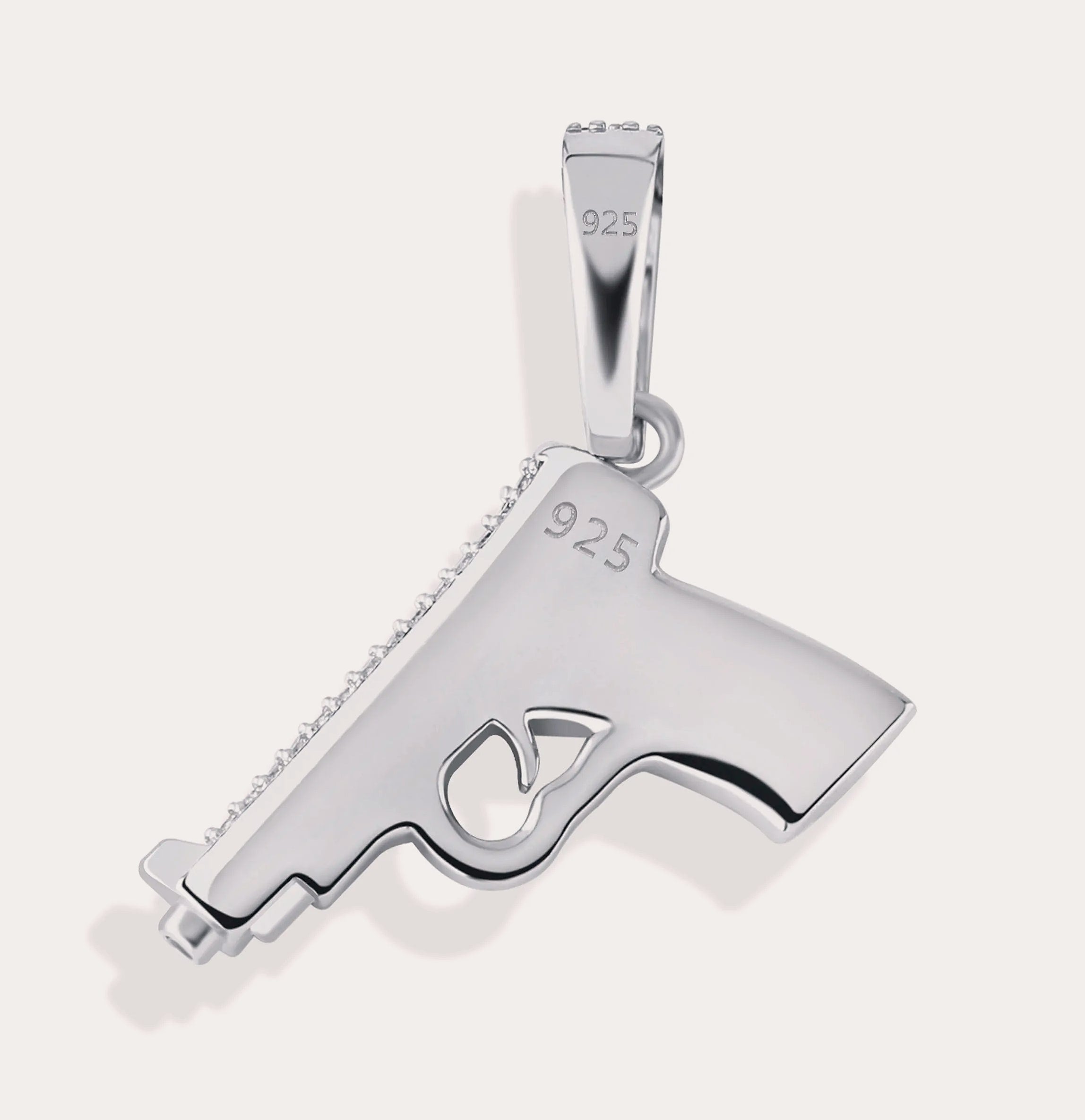 TOPGRILLZ 925 Sterling Silver Pistol Pendant Necklace