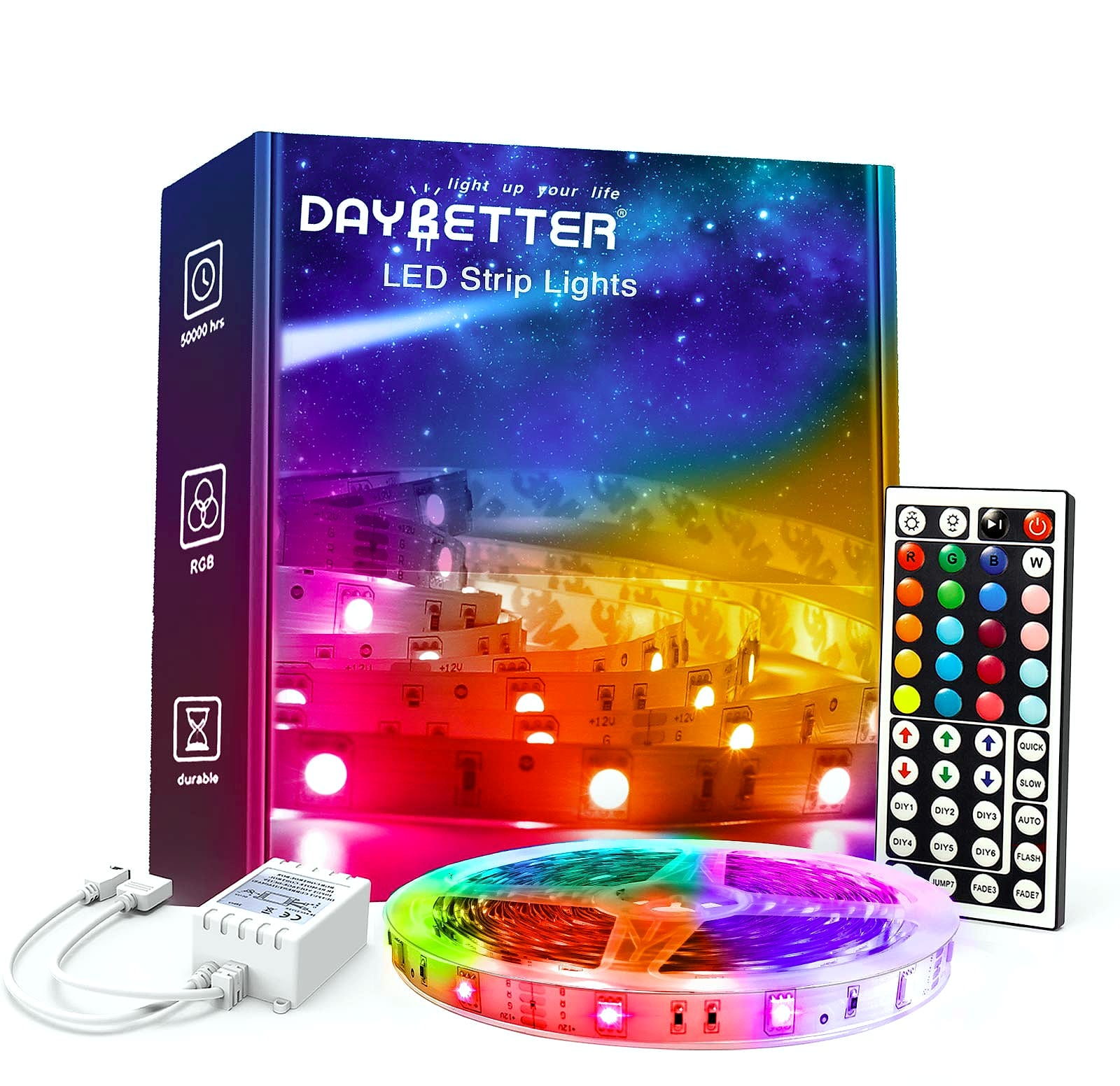 DAYBETTER LED Strip Lights 110ft Smart RGB Music Sync with App Control