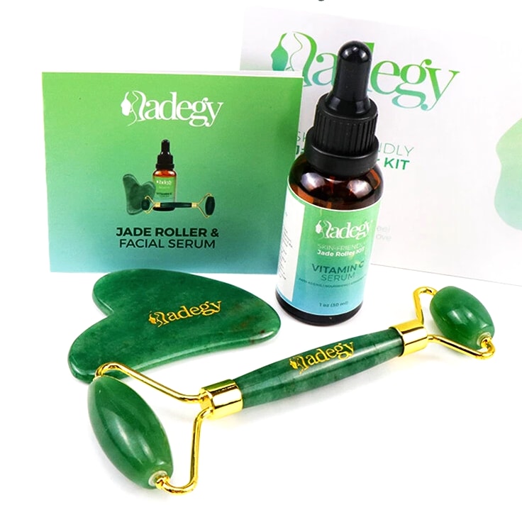 Aventurine Stone Face Roller + Gua Sha – Natural Green Jade Look, Gift Ready