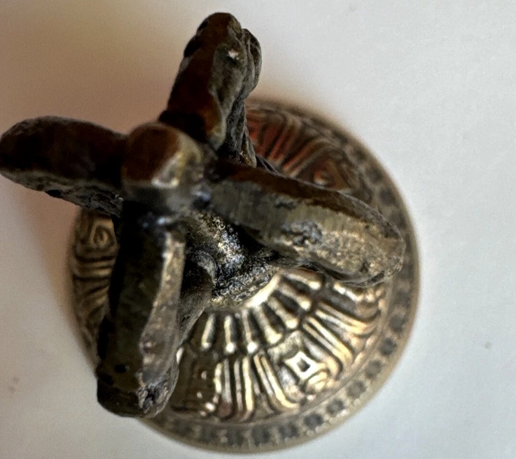 Vintage Ornate Brass Hand Bell with Buddha Face on Handle 6.25 inches