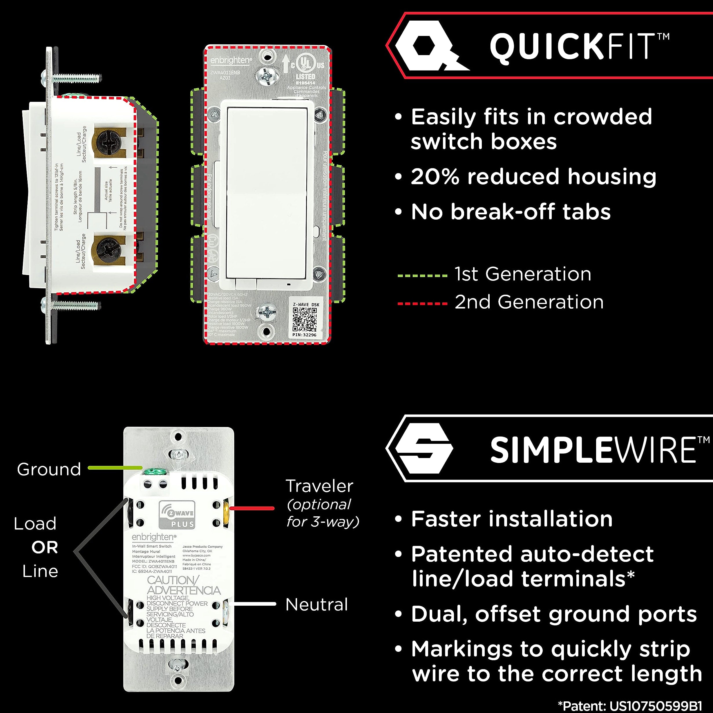 Enbrighten 58433 Z-Wave In-Wall Smart Light Switch
